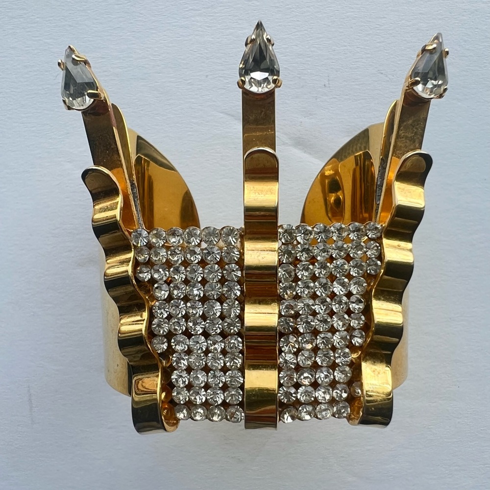 IDEMARIA Italy Rhinestone Gold Statement Cuff Bracelet